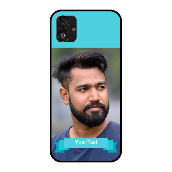Samsung Galaxy F14 5G Personalized Glass Phone Case - Simple Blue Color Design Samsung Galaxy F14 5G Personalized Glass Phone Case - Simple Blue Color Design
