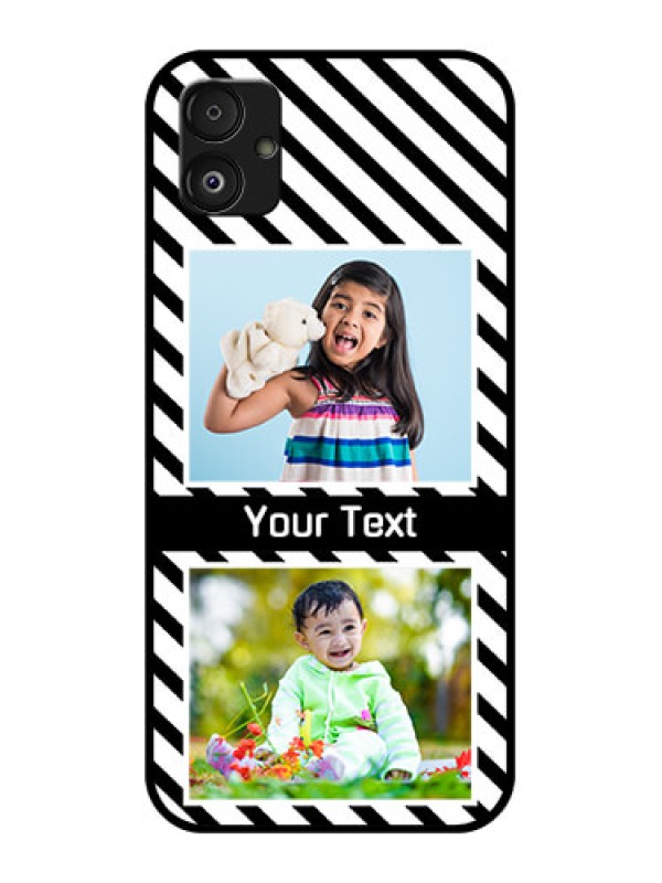 Custom Samsung Galaxy F14 5G Photo Printing on Glass Case - Black And White Stripes Design