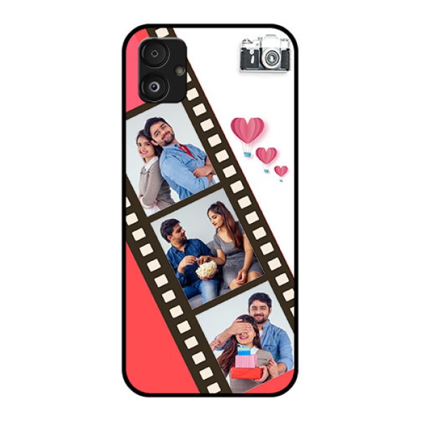 Samsung Galaxy F14 5G Personalized Glass Phone Case - 3 Image Holder with Film Reel Samsung Galaxy F14 5G Personalized Glass Phone Case - 3 Image Holder with Film Reel