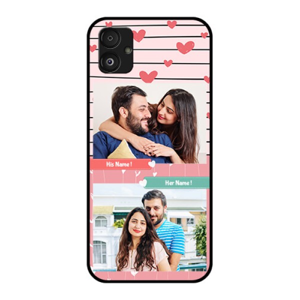 Samsung Galaxy F14 5G Custom Glass Mobile Case - Photo with Heart Design Samsung Galaxy F14 5G Custom Glass Mobile Case - Photo with Heart Design