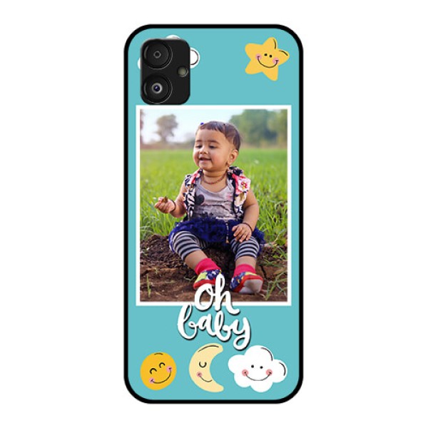 Samsung Galaxy F14 5G Personalized Glass Phone Case - Smiley Kids Stars Design Samsung Galaxy F14 5G Personalized Glass Phone Case - Smiley Kids Stars Design