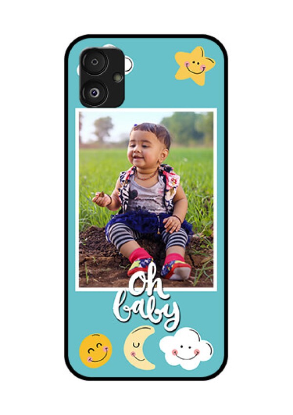 Samsung Galaxy F14 5G Personalized Glass Phone Case - Smiley Kids Stars Design