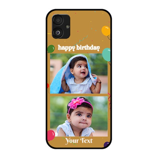 Samsung Galaxy F14 5G Personalized Glass Phone Case - Image Holder with Birthday Celebrations Design Samsung Galaxy F14 5G Personalized Glass Phone Case - Image Holder with Birthday Celebrations Design