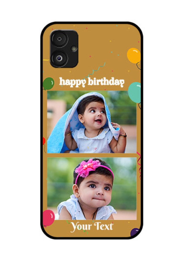 Samsung Galaxy F14 5G Personalized Glass Phone Case - Image Holder with Birthday Celebrations Design