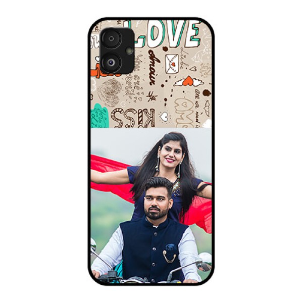 Samsung Galaxy F14 5G Custom Glass Phone Case - Love Doodle Pattern