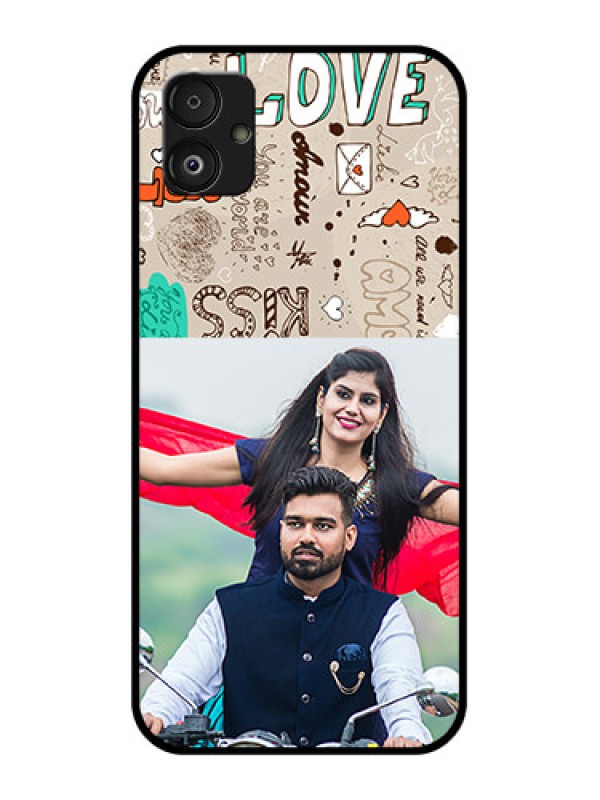 Custom Samsung Galaxy F14 5G Custom Glass Phone Case - Love Doodle Pattern