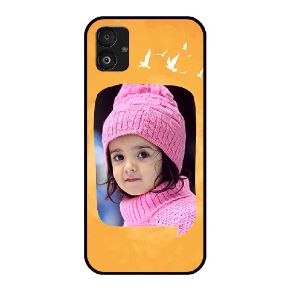 Samsung Galaxy F14 5G Personalized Glass Phone Case - Water Color Design with Bird Icons Samsung Galaxy F14 5G Personalized Glass Phone Case - Water Color Design with Bird Icons