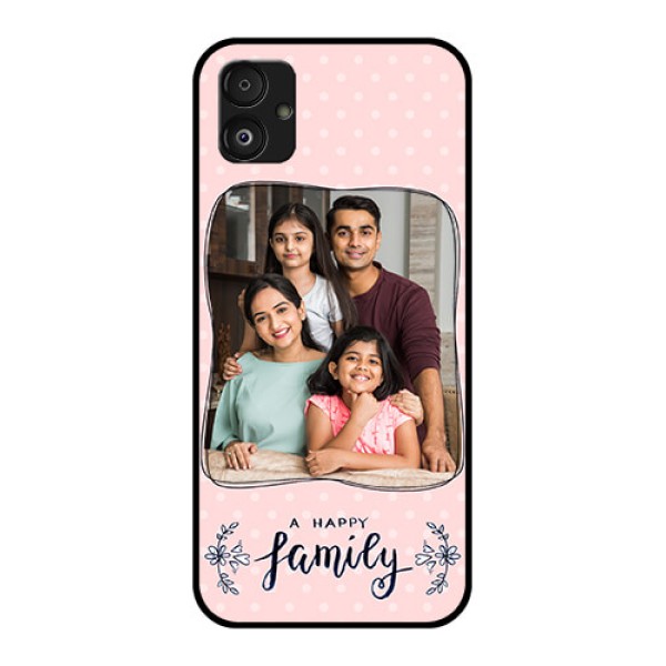 Samsung Galaxy F14 5G Custom Glass Phone Case - Family with Dots Design Samsung Galaxy F14 5G Custom Glass Phone Case - Family with Dots Design