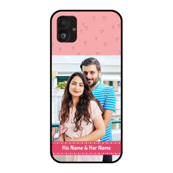 Samsung Galaxy F14 5G Personalized Glass Phone Case - Love Design Peach Color Samsung Galaxy F14 5G Personalized Glass Phone Case - Love Design Peach Color