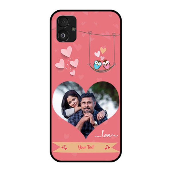 Samsung Galaxy F14 5G Personalized Glass Phone Case - Peach Color Love Design Samsung Galaxy F14 5G Personalized Glass Phone Case - Peach Color Love Design