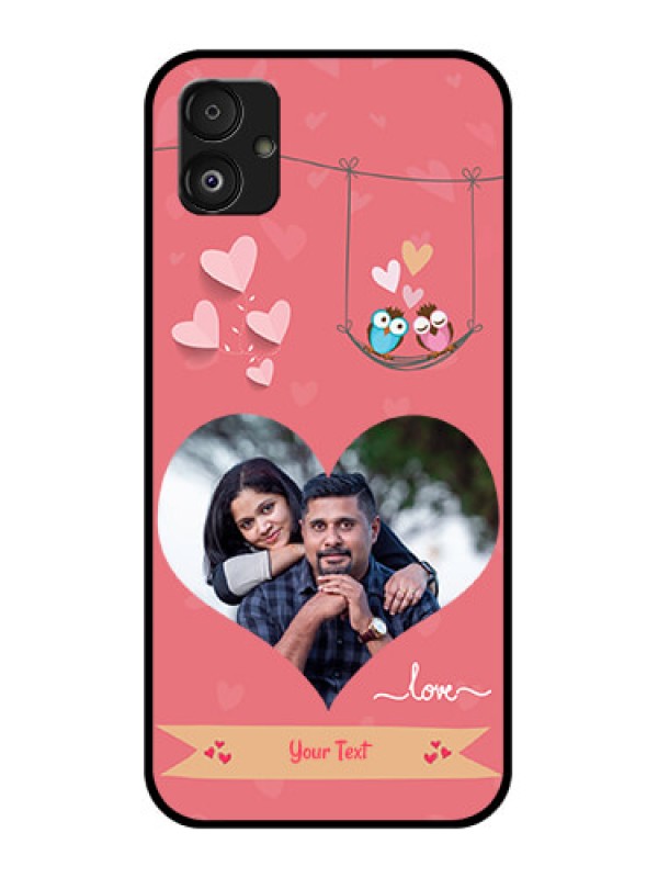 Custom Samsung Galaxy F14 5G Personalized Glass Phone Case - Peach Color Love Design