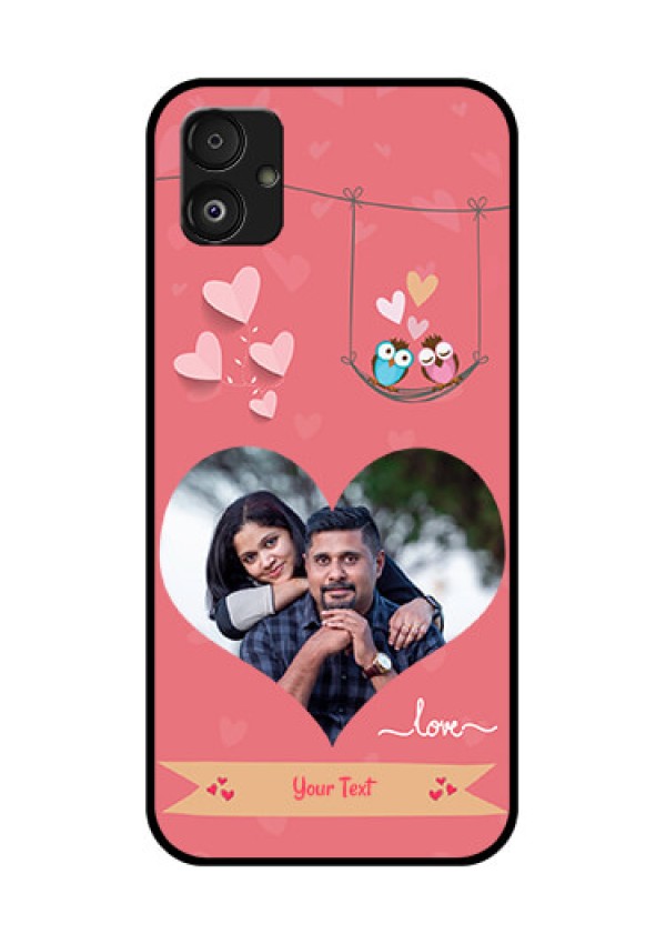 Samsung Galaxy F14 5G Personalized Glass Phone Case - Peach Color Love Design