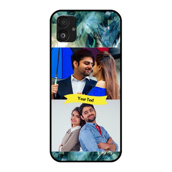 Samsung Galaxy F14 5G Personalized Glass Phone Case - Image with Boho Peacock Feather Design Samsung Galaxy F14 5G Personalized Glass Phone Case - Image with Boho Peacock Feather Design