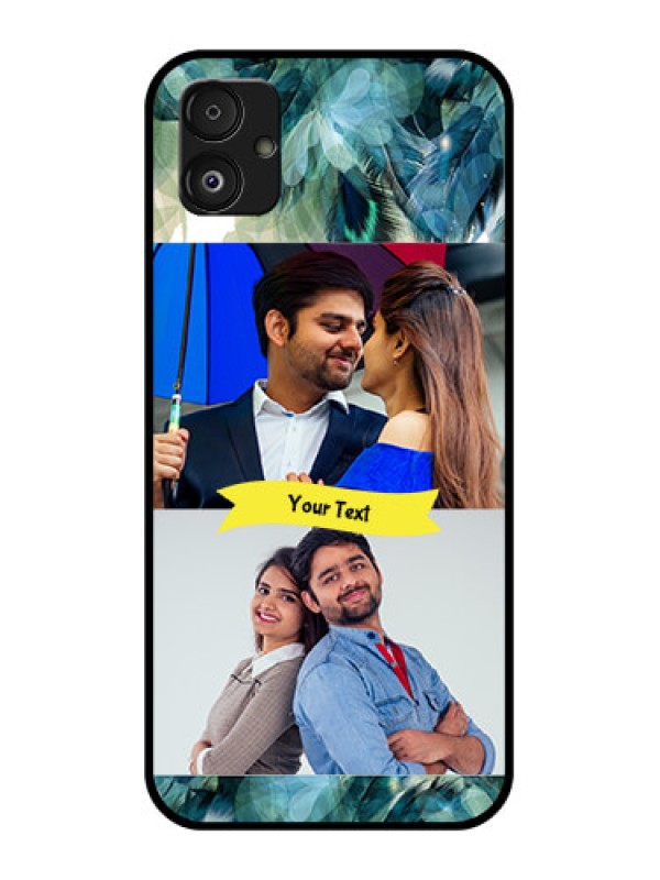 Custom Samsung Galaxy F14 5G Personalized Glass Phone Case - Image with Boho Peacock Feather Design