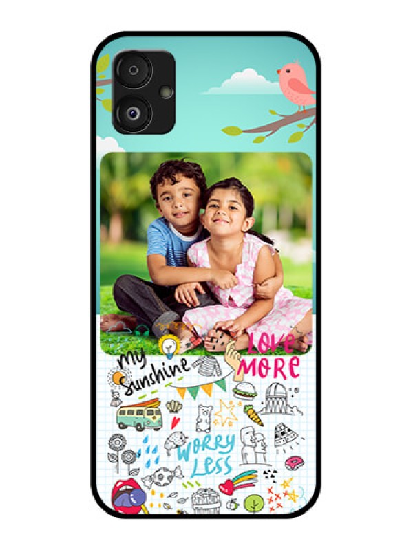 Custom Samsung Galaxy F14 5G Photo Printing on Glass Case - Doodle love Design