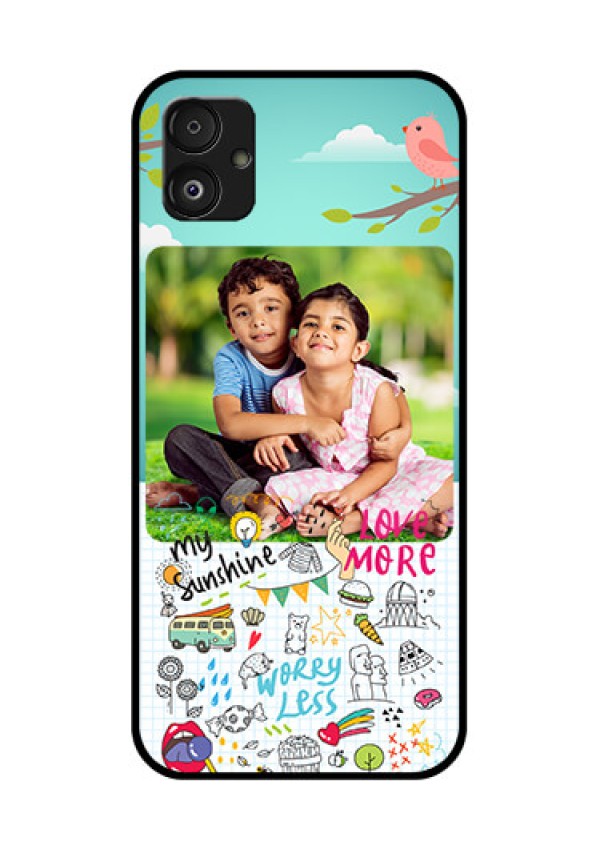 Samsung Galaxy F14 5G Photo Printing on Glass Case - Doodle love Design