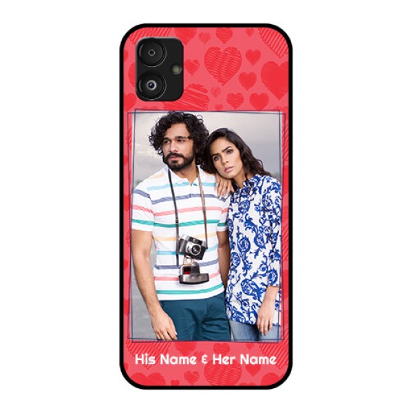 Samsung Galaxy F14 5G Photo Printing on Glass Case - with Red Heart Symbols Design Samsung Galaxy F14 5G Photo Printing on Glass Case - with Red Heart Symbols Design