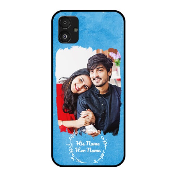 Galaxy F14 5G Custom Glass Phone Case - Blue Color Vintage Design Galaxy F14 5G Custom Glass Phone Case - Blue Color Vintage Design