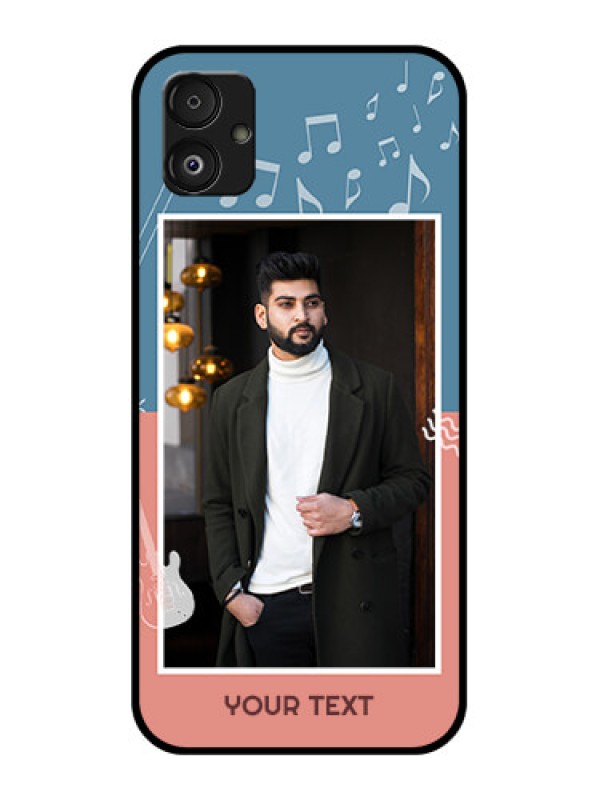 Custom Samsung Galaxy F14 5G Photo Printing on Glass Case - with Color Musical Note Design