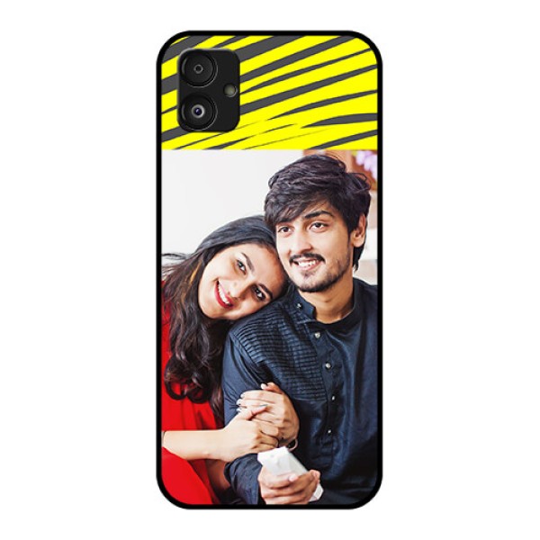 Samsung Galaxy F14 5G Photo Printing on Glass Case - Yellow Abstract Design