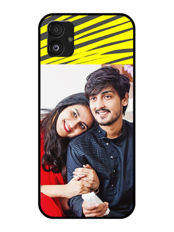 Custom Samsung Galaxy F14 5G Photo Printing on Glass Case - Yellow Abstract Design