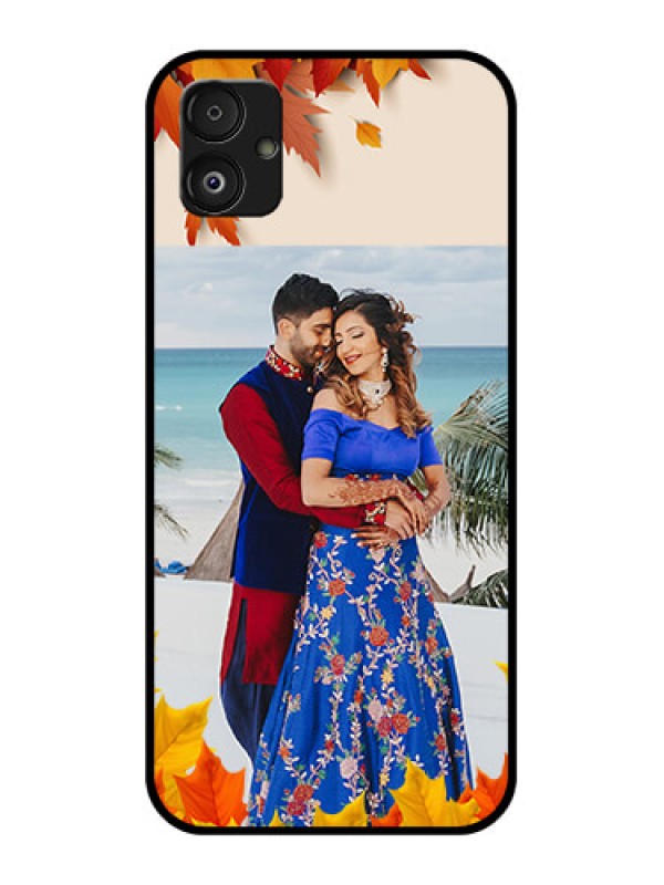 Custom Samsung Galaxy F14 5G Photo Printing on Glass Case - Autumn Maple Leaves Design