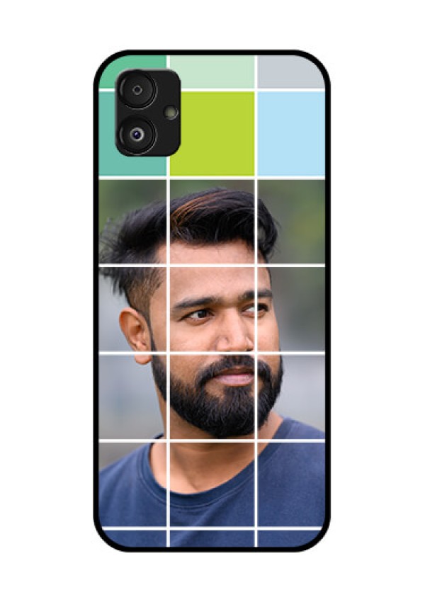 Samsung Galaxy F14 5G Photo Printing on Glass Case - with white box pattern