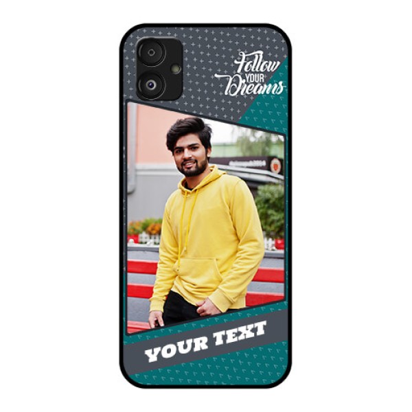 Samsung Galaxy F14 5G Personalized Glass Phone Case - Background Pattern Design with Quote Samsung Galaxy F14 5G Personalized Glass Phone Case - Background Pattern Design with Quote