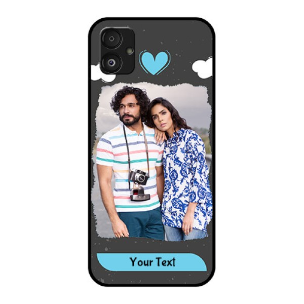 Samsung Galaxy F14 5G Custom Glass Phone Case - Splashes with love doodles Design Samsung Galaxy F14 5G Custom Glass Phone Case - Splashes with love doodles Design