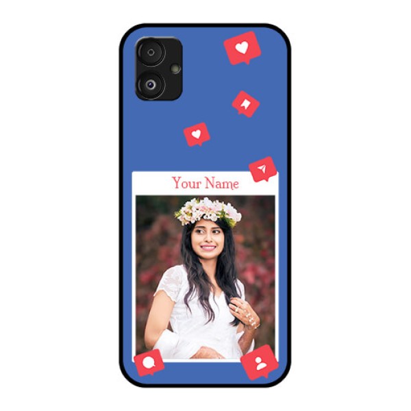 Samsung Galaxy F14 5G Custom Glass Phone Case - Like Share And Comment Design