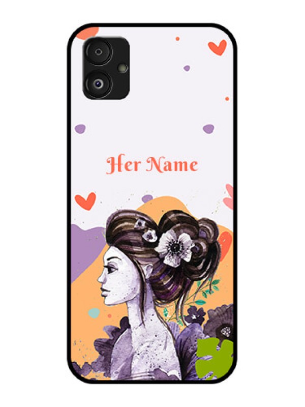 Custom Samsung Galaxy F14 5G Personalized Glass Phone Case - Woman And Nature Design