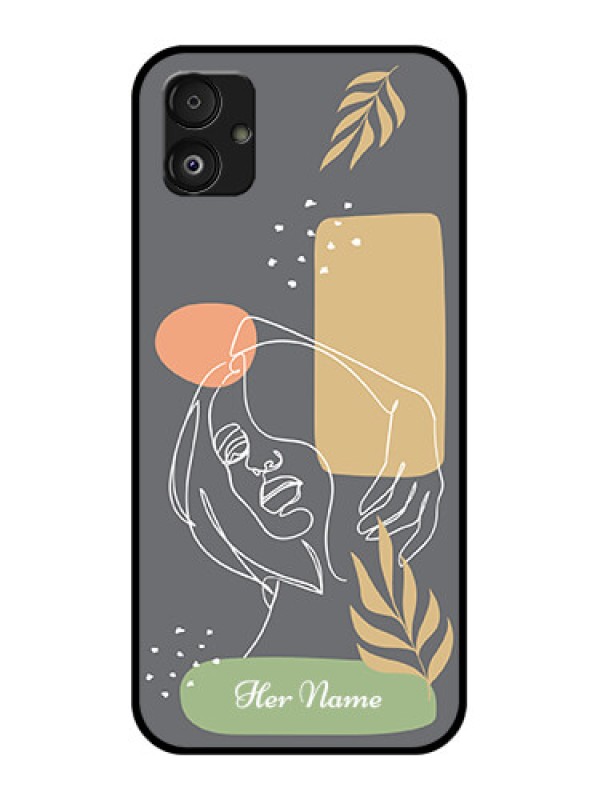 Custom Samsung Galaxy F14 5G Custom Glass Phone Case - Gazing Woman line art Design