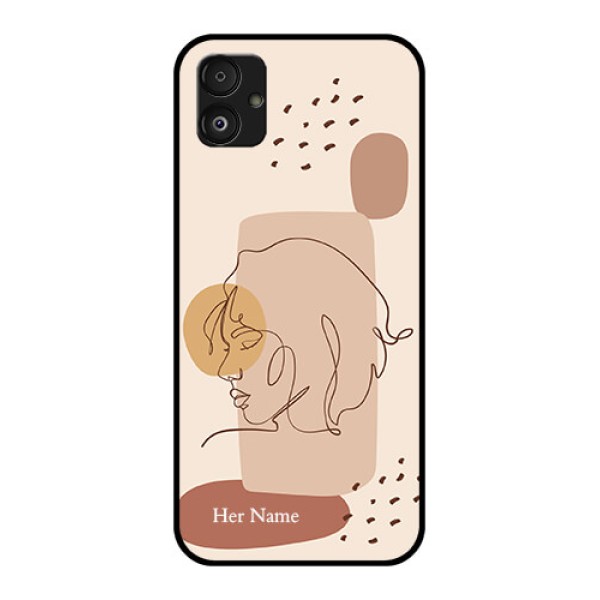 Samsung Galaxy F14 5G Photo Printing on Glass Case - Calm Woman line art Design Samsung Galaxy F14 5G Photo Printing on Glass Case - Calm Woman line art Design