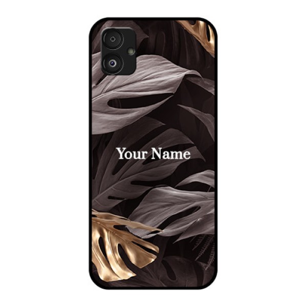 Samsung Galaxy F14 5G Personalised Glass Phone Case - Wild Leaves digital paint Design