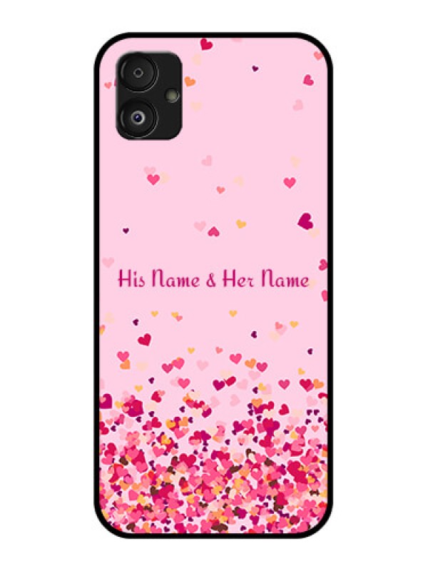 Custom Samsung Galaxy F14 5G Photo Printing on Glass Case - Floating Hearts Design