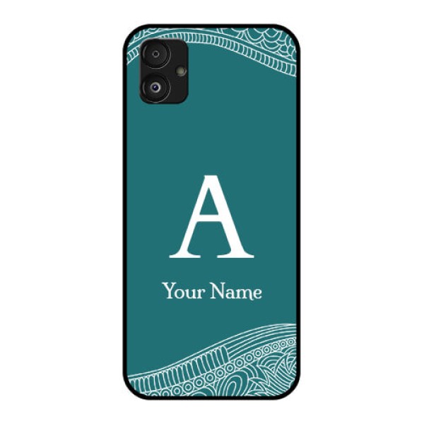 Samsung Galaxy F14 5G Personalized Glass Phone Case - line art pattern with custom name Design Samsung Galaxy F14 5G Personalized Glass Phone Case - line art pattern with custom name Design
