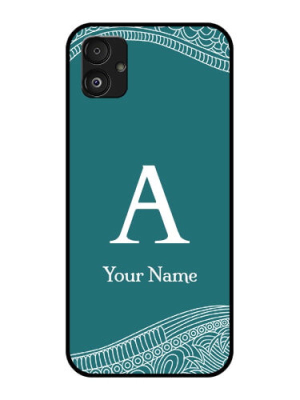 Custom Samsung Galaxy F14 5G Personalized Glass Phone Case - line art pattern with custom name Design