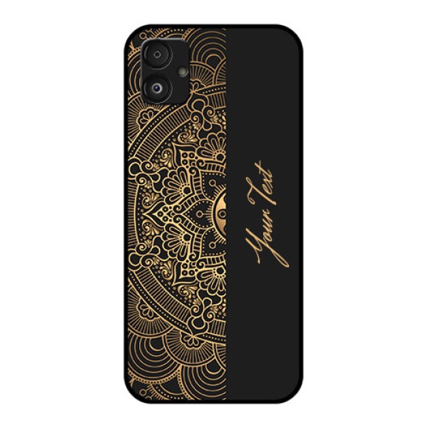 Samsung Galaxy F14 5G Photo Printing on Glass Case - Mandala art with custom text Design