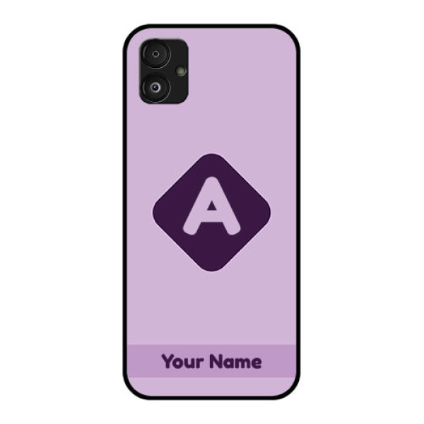Samsung Galaxy F14 5G Custom Glass Mobile Case - Custom Letter in curved badge Design Samsung Galaxy F14 5G Custom Glass Mobile Case - Custom Letter in curved badge Design