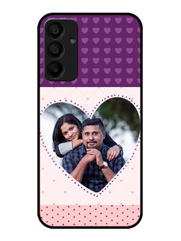 Custom Galaxy F15 5G Custom Glass Phone Case - Violet Love Dots Design