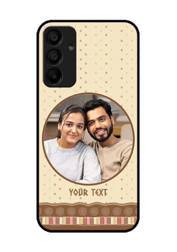 Galaxy F15 5G Custom Glass Phone Case - Brown Dotted Mobile Case Design