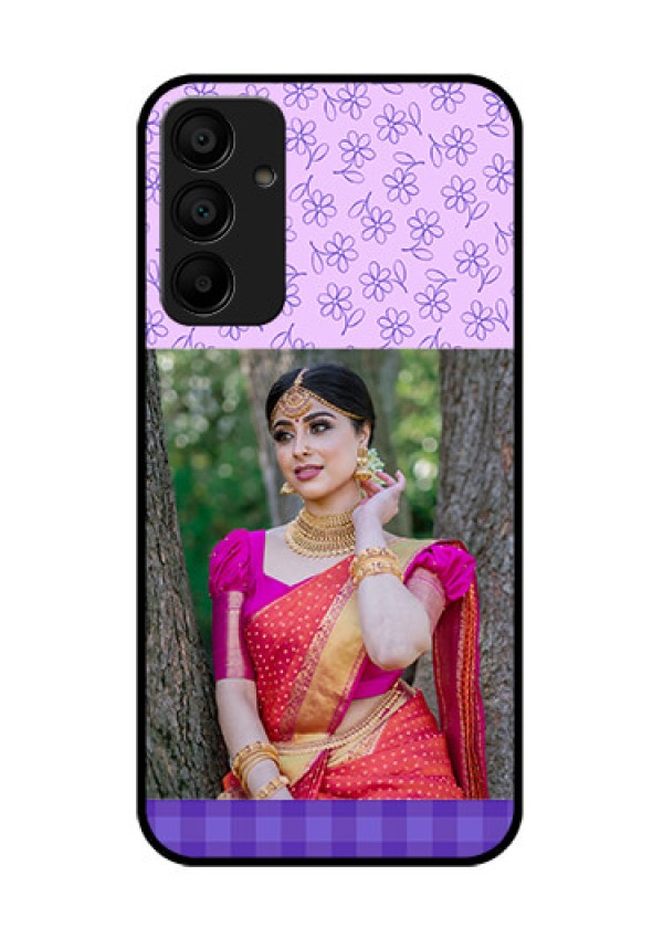 Galaxy F15 5G Custom Glass Phone Case - Purple Floral Design