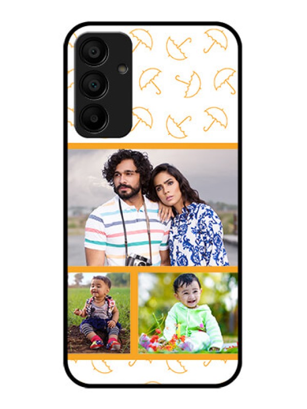 Custom Galaxy F15 5G Custom Glass Phone Case - Yellow Pattern Design