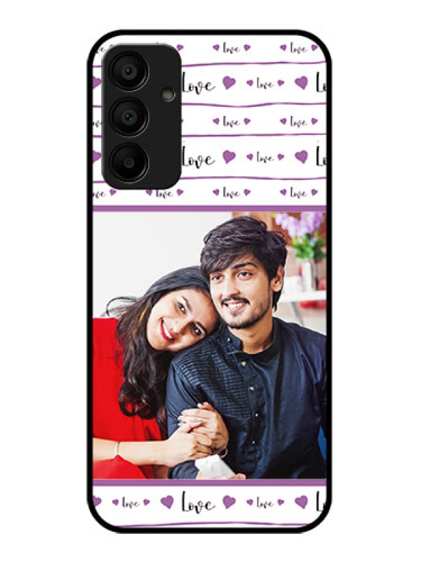 Custom Galaxy F15 5G Custom Glass Phone Case - Couples Heart Design