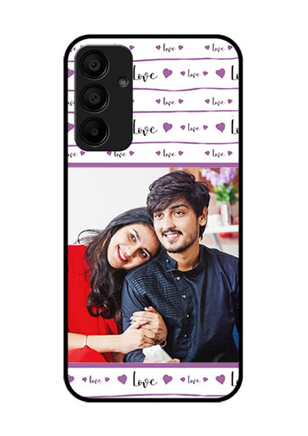 Galaxy F15 5G Custom Glass Phone Case - Couples Heart Design