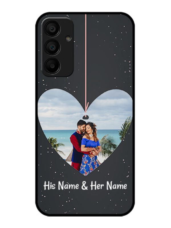 Custom Galaxy F15 5G Custom Glass Phone Case - Hanging Heart Design