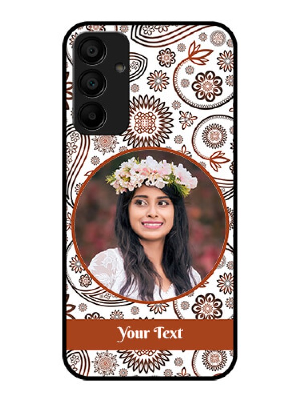 Custom Galaxy F15 5G Custom Glass Phone Case - Abstract Flower Design