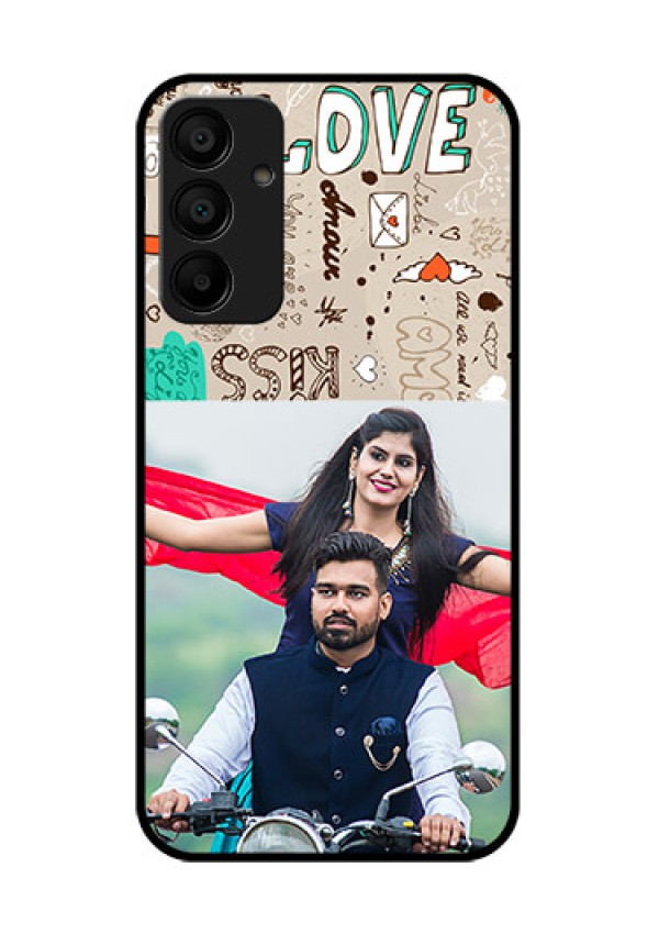 Galaxy F15 5G Custom Glass Phone Case - Love Doodle Pattern