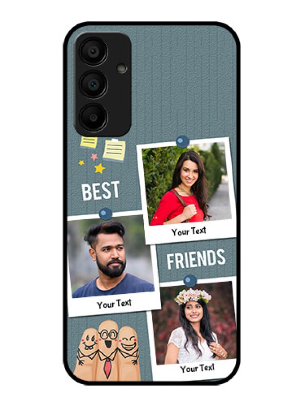 Custom Galaxy F15 5G Custom Glass Phone Case - Sticky Frames And Friendship Design