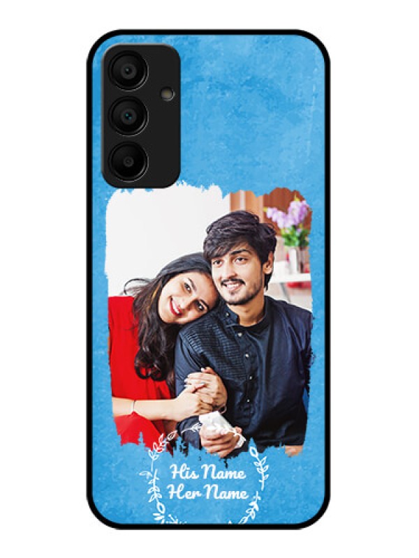 Custom Galaxy F15 5G Custom Glass Phone Case - Blue Color Vintage Design